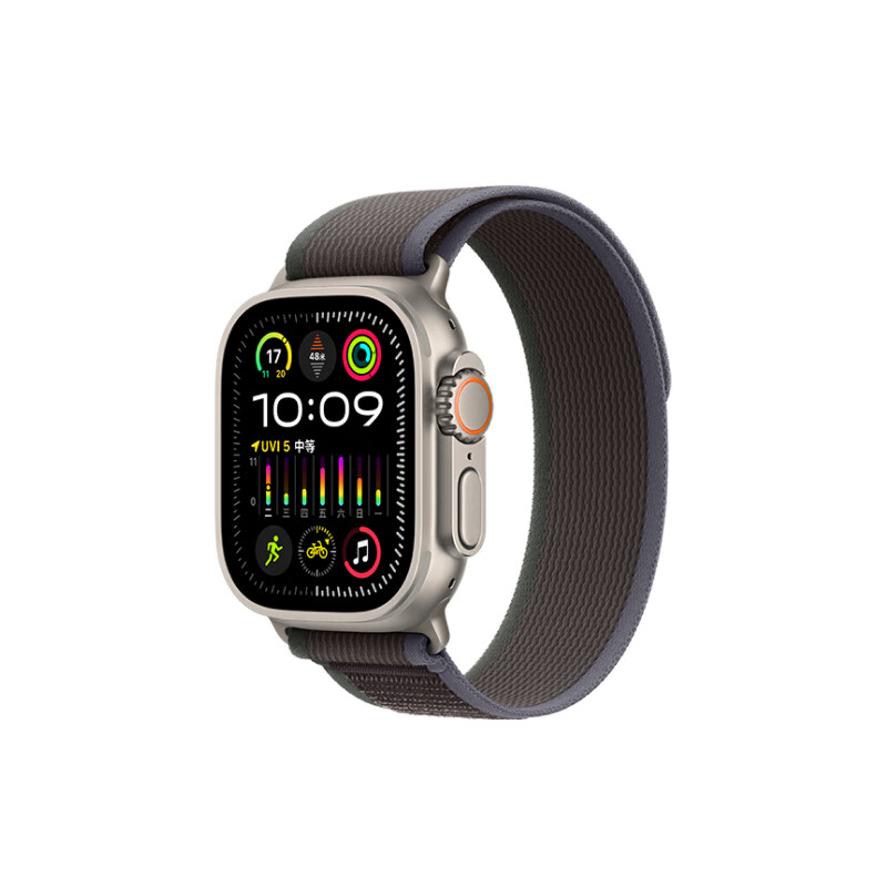 Apple/苹果 Watch Ultra2 智能手表GPS+蜂窝款49毫米钛金属表壳蓝配黑色野径回环式表带S/M MRFQ3CH/A