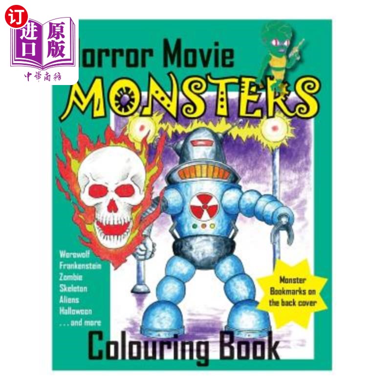 海外直订horror movie monsters colouring book 恐怖电影怪兽绘本