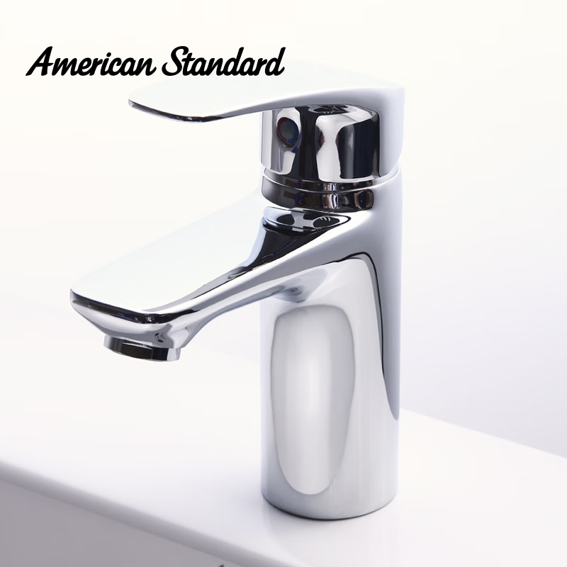 美标卫浴FFAS0901单孔面盆冷热水龙头全铜CF0902台上盆洗脸盆CF0901 CF-0901矮款提拉下水器
