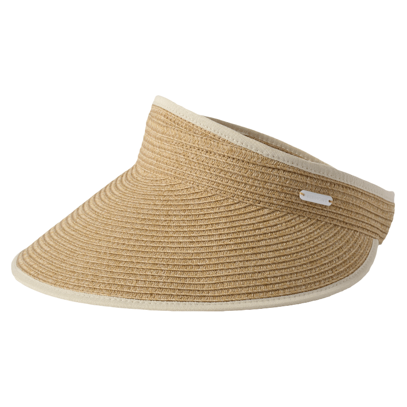 卡蒙卡蒙兒童草帽女孩夏季防曬空頂帽透氣便攜遮陽帽防紫外線 KM-4420奶油米 F:適合頭圍52-56cm  推薦6-15歲