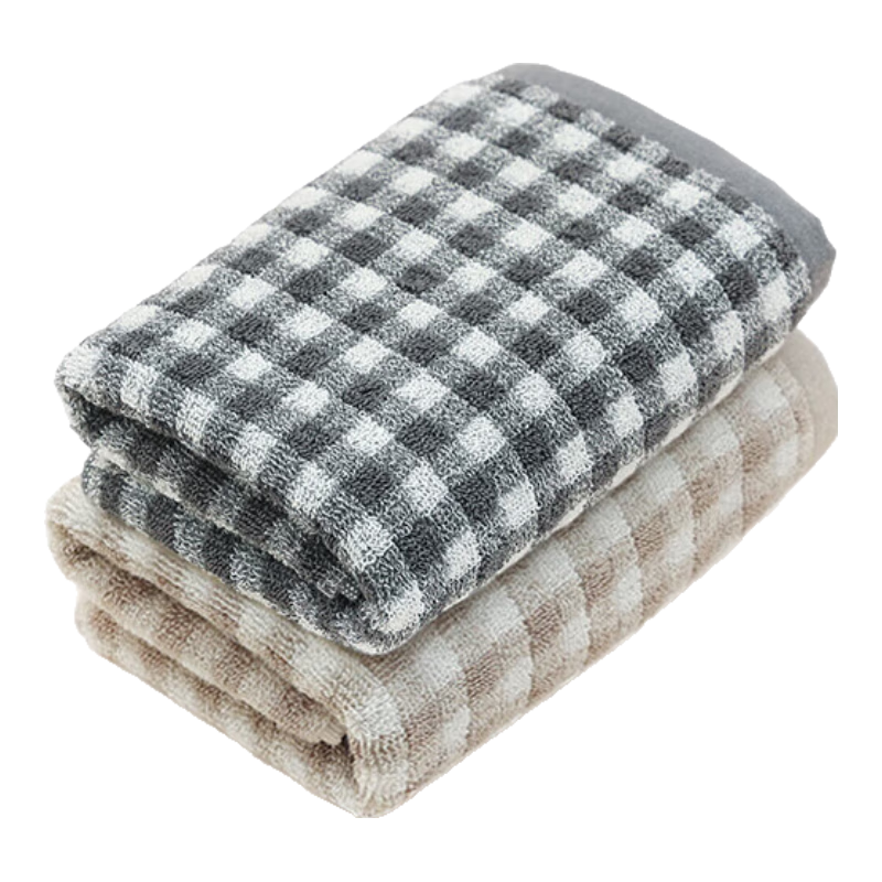 无印良品毛巾100%纯棉A类加厚洗脸巾洗澡巾速干擦手巾简约情侣大面巾 7A抗菌纯棉【米色+蓝色】75g 2条 100g