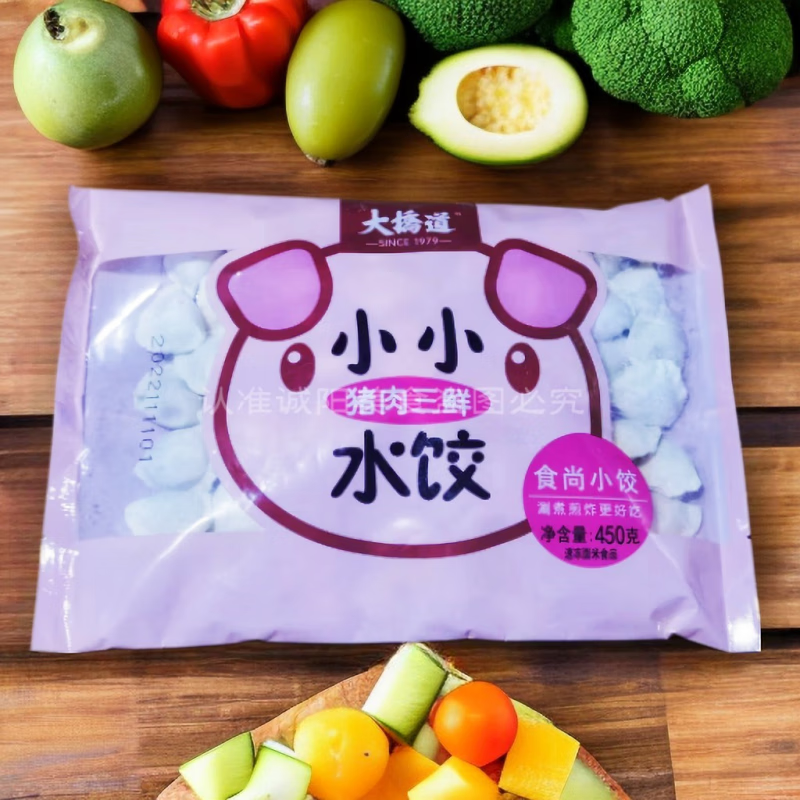 大桥道天津食尚迷你小小饺子450g猪肉三鲜香菇儿童餐营养健康速食4袋