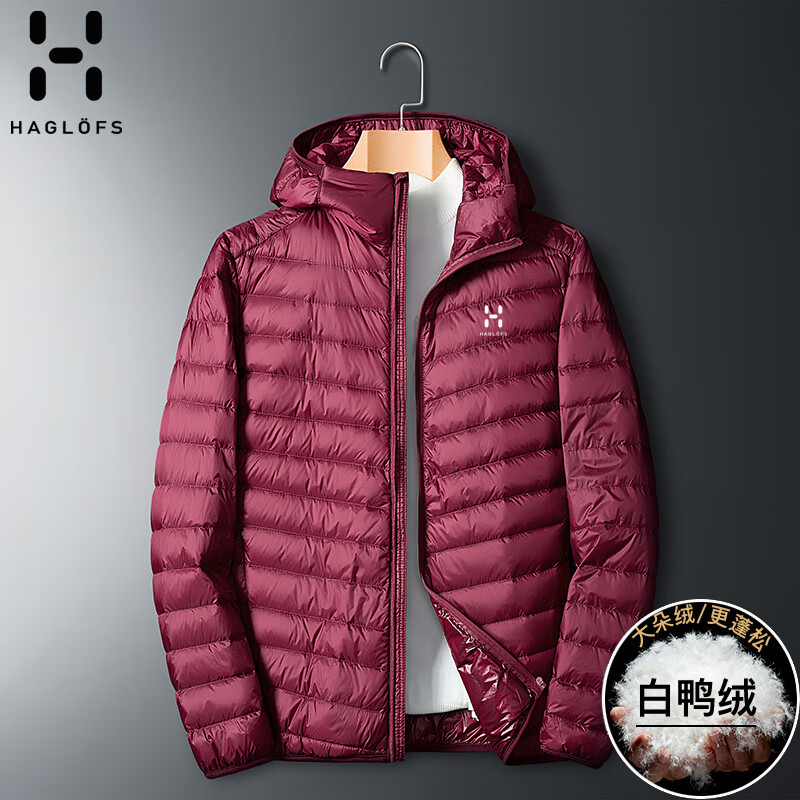 火柴棍火柴棍轻薄羽绒服男士2023秋冬季大码宽松防风保暖立领羽绒服外套 酒红色连帽 2xl160-180斤
