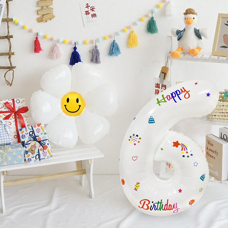 贴画数字6 笑脸小雏菊【送吹管】