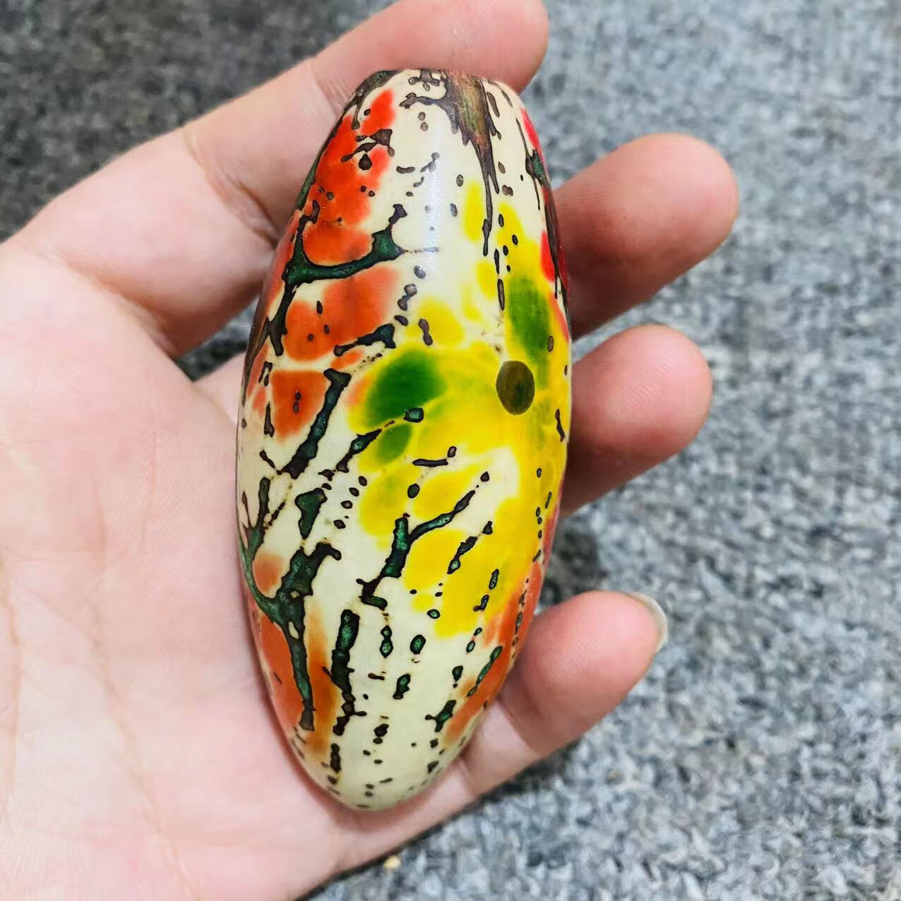 托托贴贴 千眼菩提手把件 原籽超大千眼菩提子彩色果红绿风化果sn7744