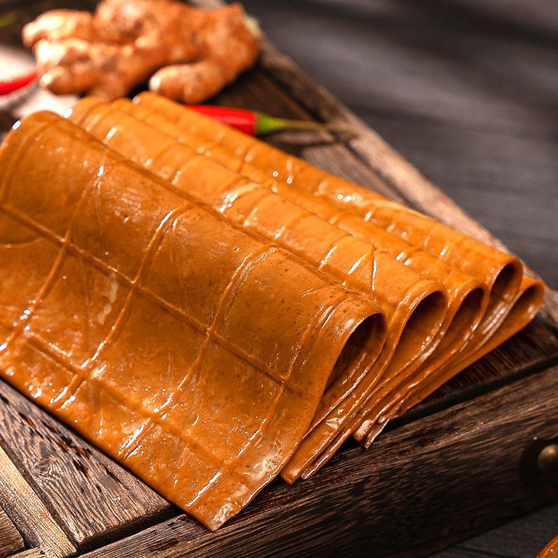 薄皮豆腐干烧烤豆皮五香豆干凉拌炒菜火锅零食 牛皮豆干4片(18*11cm)