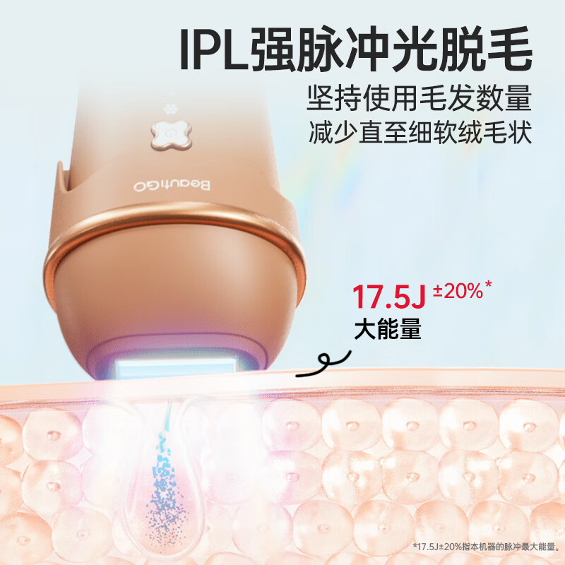 beautigo冰淇淋脱毛仪蓝宝石恒冰IPL家用红光波大能量剃毛器私处去毛 生椰可可-基础套装