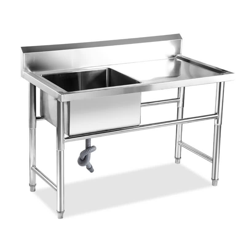 信基高格 商用不锈钢单星盆右台单槽水池右操作台(带背) 板材厚度:0.