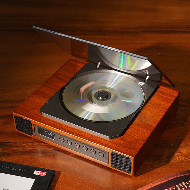THINKYA K10 CD机 cd播放机 一体式CD播放器 复古设计光纤输出无损音质随身听音响木纹色 K10一体式CD机