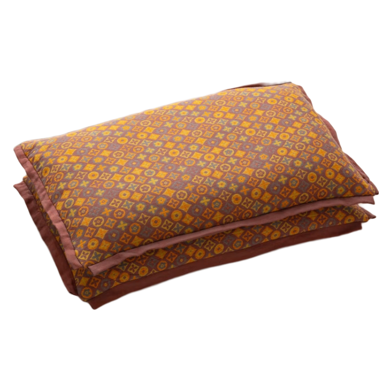 清茉全棉A類雙層紗布蕎麥殼枕頭純棉枕芯成人圓柱形護頸枕頸椎枕硬枕 方枕歲月如歌咖單個 35*55±2公分誤差