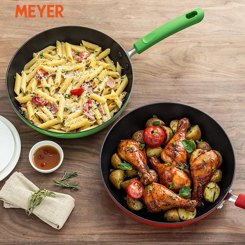 美亚（MEYER） 平底锅不粘煎锅煎蛋牛排玉子烧辅食轻油烟燃气灶电磁炉通用26cm 绿色 26cm