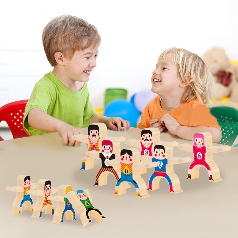 【EL】儿童玩具大力士叠叠乐积木早教桌面子平衡叠叠高游戏 质量款(16只大力士)