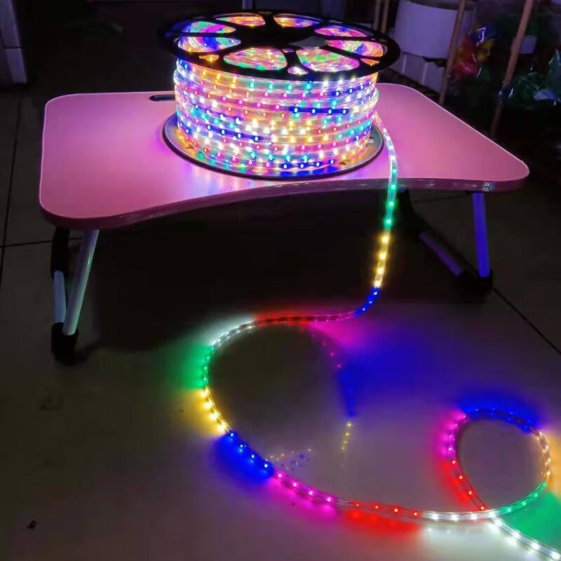 糜岚（MieLanat）LED彩色灯带闪灯跑马灯户外变色rgb流水防水闪光220V灯箱广告招牌 按键款48灯珠四灯跳六彩跑马流水 2米+插头控制器