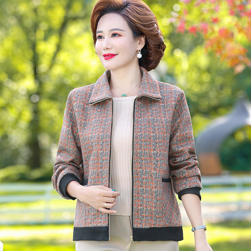 东品良衣春秋季中年女外套40-50岁春装小个子妈妈穿装洋气减龄中老年