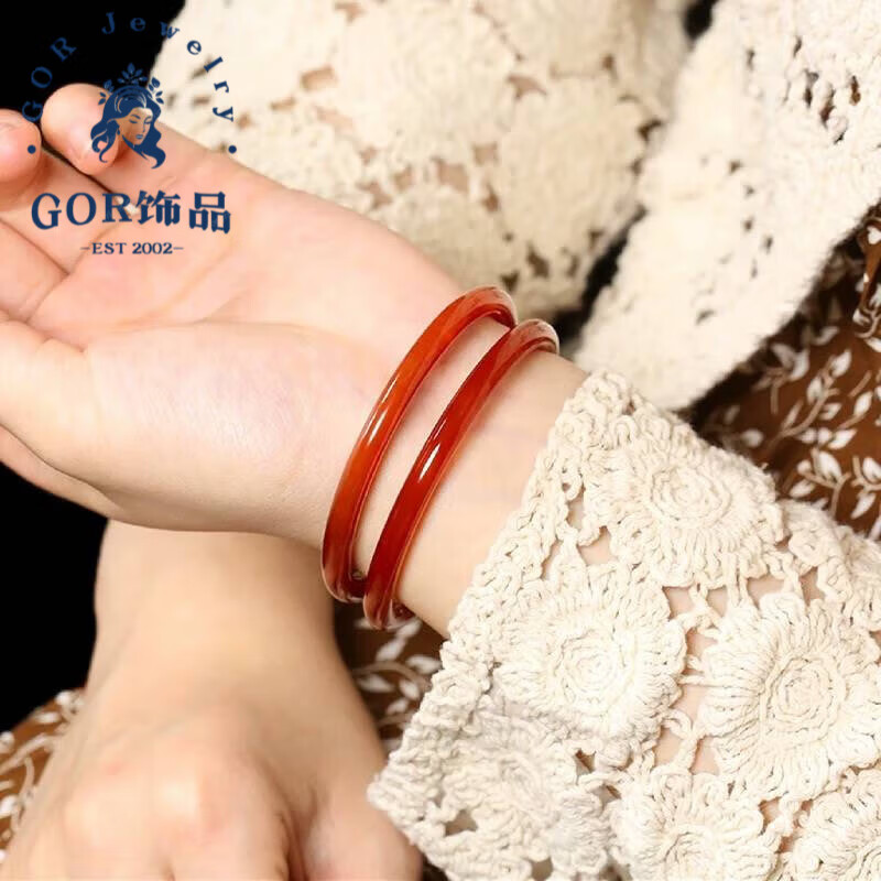 GOR胖东来品质红玉髓叮当镯玉你有约天l然红玛瑙美人镯子新款玉石手 中国红叮当镯(52-53)适合80斤