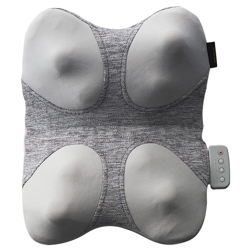 ATEX腰背按摩器全身按摩加热冬季热敷强劲动力升级无线深层按摩 四区捶按深度放松加高按摩垫生日礼物 灰色【9种模式+深度V型按摩+升级8颗按摩球】