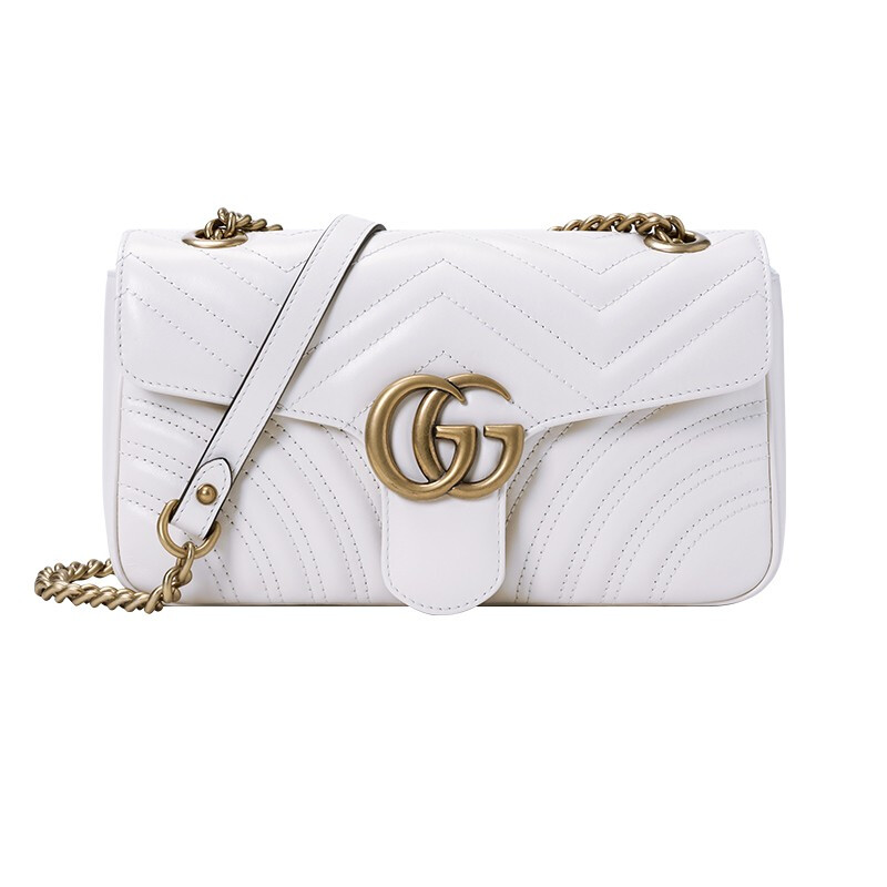 gucci古驰女包 gg marmont压纹衍缝爱心包链条包奢侈品包包女士单肩包