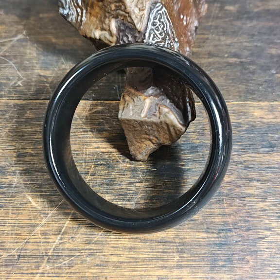 33号新疆哈密黑泥石砭石宽版手镯58.5/21.5/8mm