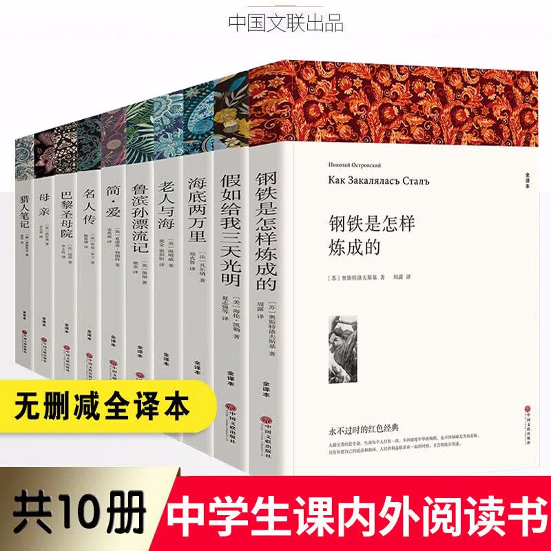 全套10册无删减原著巴黎圣母院海底两万里老人与海钢铁是怎样炼成的鲁滨逊漂流记正版畅销书中小学课外阅读