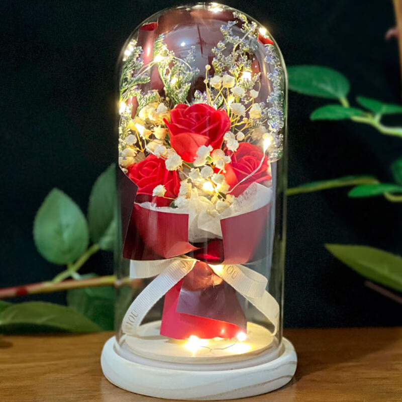 小荷晨风61六一儿童节生日礼物永生花礼盒女友男孩老婆妈妈鲜红玫瑰花