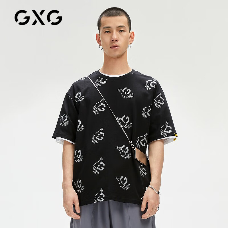 GXG男装 多色潮流印花T恤合集 潮酷印花T恤-GC144617E 180/XL