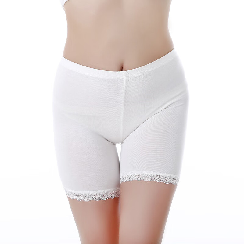 安全裤防不卷边夏季打底裤二合一有内裆加大加肥 平口边黑色 三分裤均码80到110斤