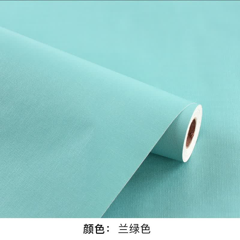 马卡龙防水防潮壁纸自粘墙贴纯色宿舍寝室背景墙家具翻新贴 蓝绿色