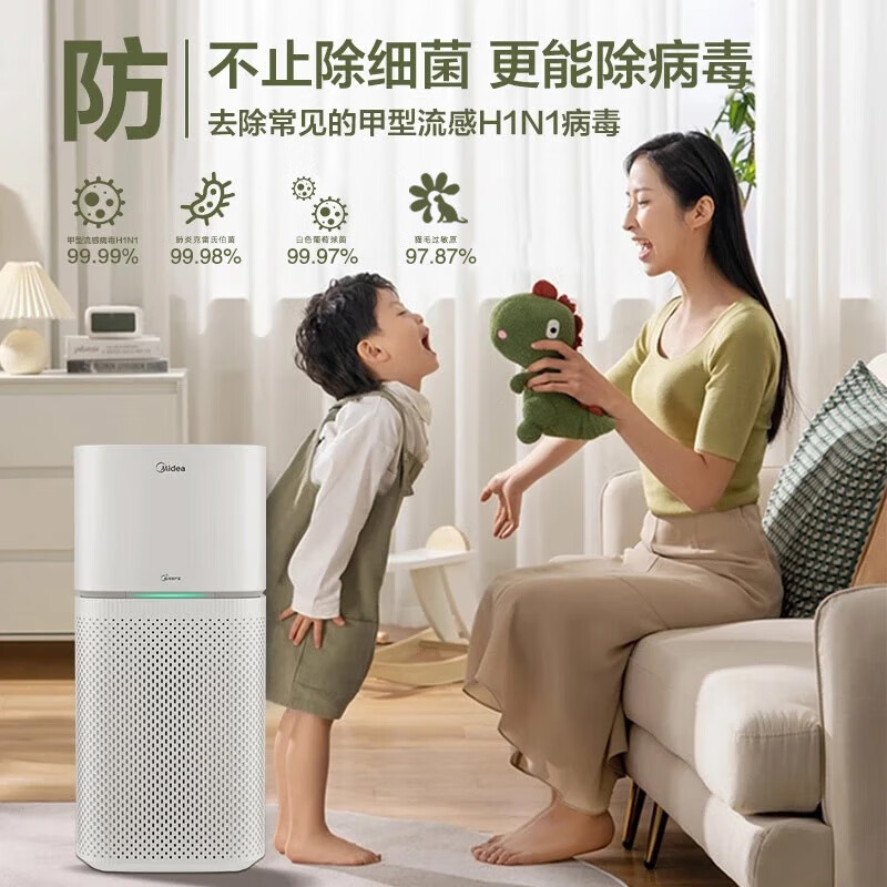 美的(Midea)空气净化器 除甲醛净化器 宠物吸浮毛异味净化 花粉毛絮除烟味净化器 一级能效 【全屋净化】智能WIFI控制+净化除醛
