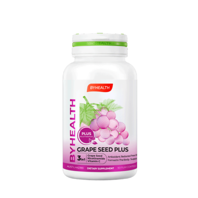 BYHEALTH葡萄籽光盾片烟酰胺片抗氧化去黄美白维生素c美容养颜抗衰老 进阶养肤 120粒*1瓶 【效期到26.11】
