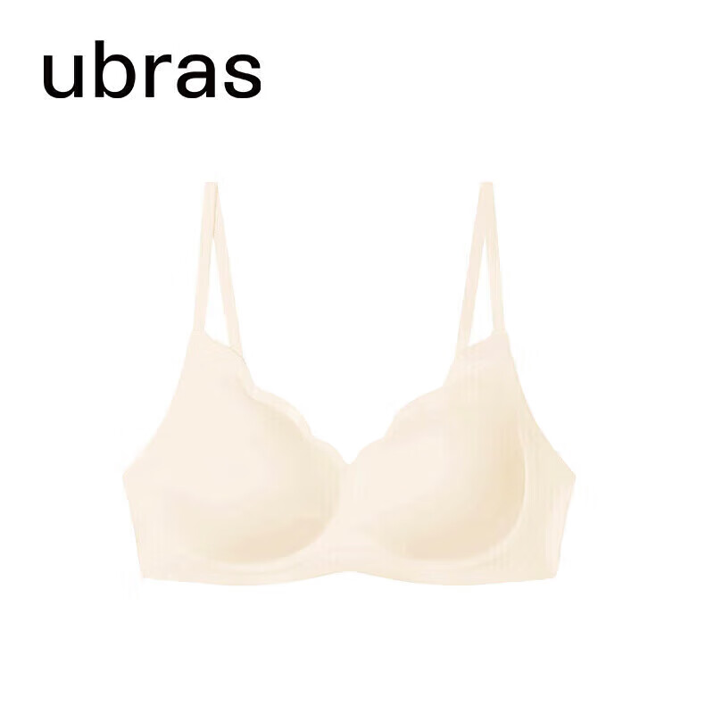 ubras花瓣杯软支撑文胸罩细肩带女士内衣女无钢圈聚拢燕麦奶-背心M