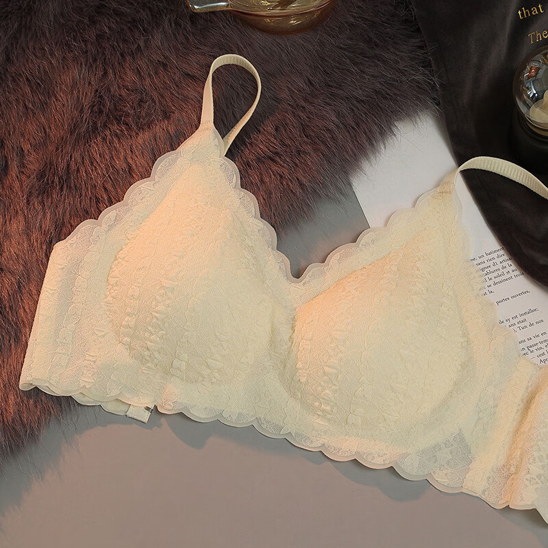 内衣女小胸聚拢无钢圈文胸夏季大胸薄款蕾丝胸罩 白色单件 m对应32码