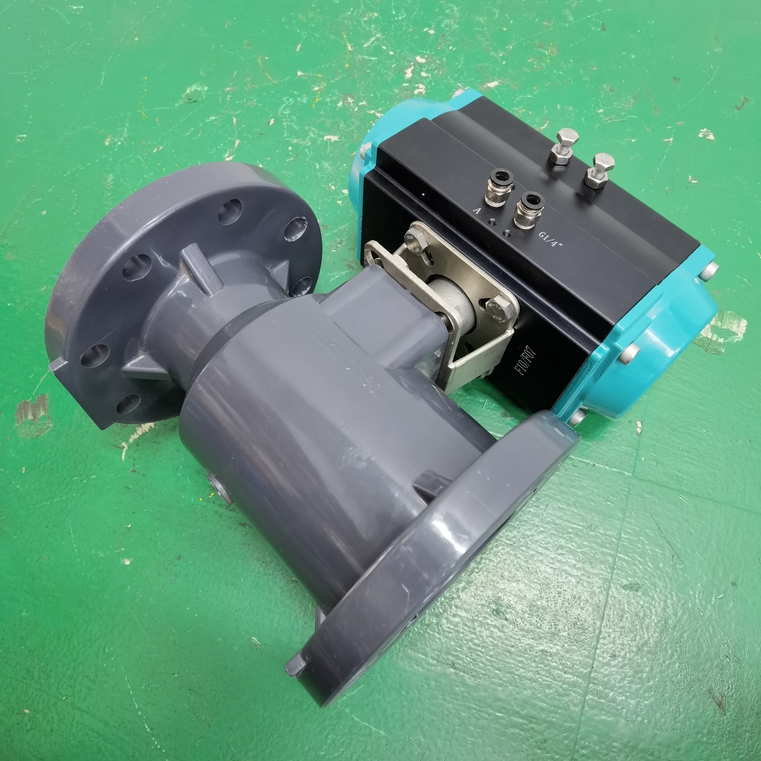 久聚和upvc气动法兰球阀塑料聚氯乙烯耐酸碱防腐蚀化工制防爆切断阀门