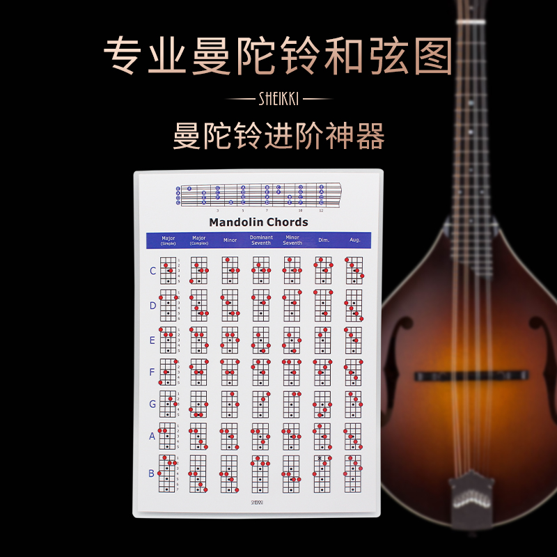 夏奇拉(sheikki) 专业曼陀铃和弦图解 曼陀林指法练习表指板音名图