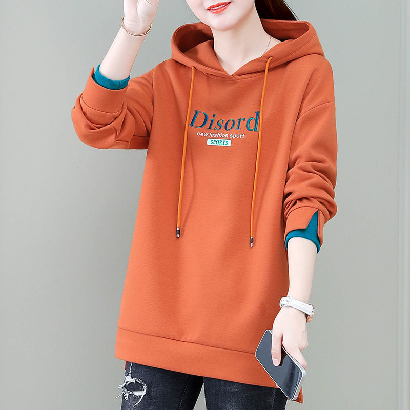 缘雅婷轻奢高妈档卫衣女连帽春秋薄款中年妈四十岁中长款卫衣女春秋薄