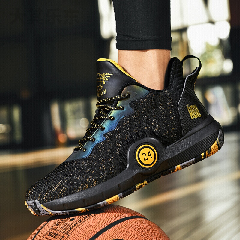 新款男士耐磨防滑透气篮球运动休闲鞋学生科比9网面跑步鞋bbcan 黑金