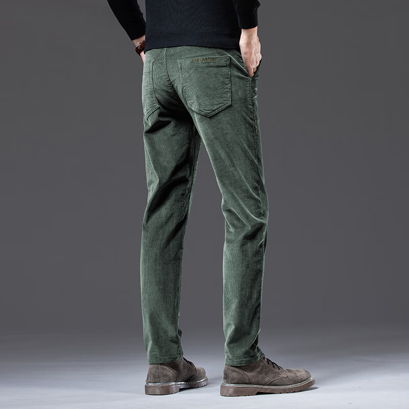 羽虹阁中年男式裤子秋冬款灯草绒灯芯绒男士加绒加厚条绒裤爸爸装宽松