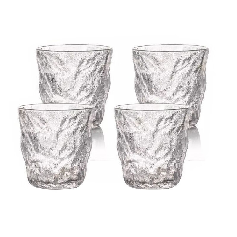 京東特價APP：萌物坊 冰川紋玻璃水杯 矮款 4個裝