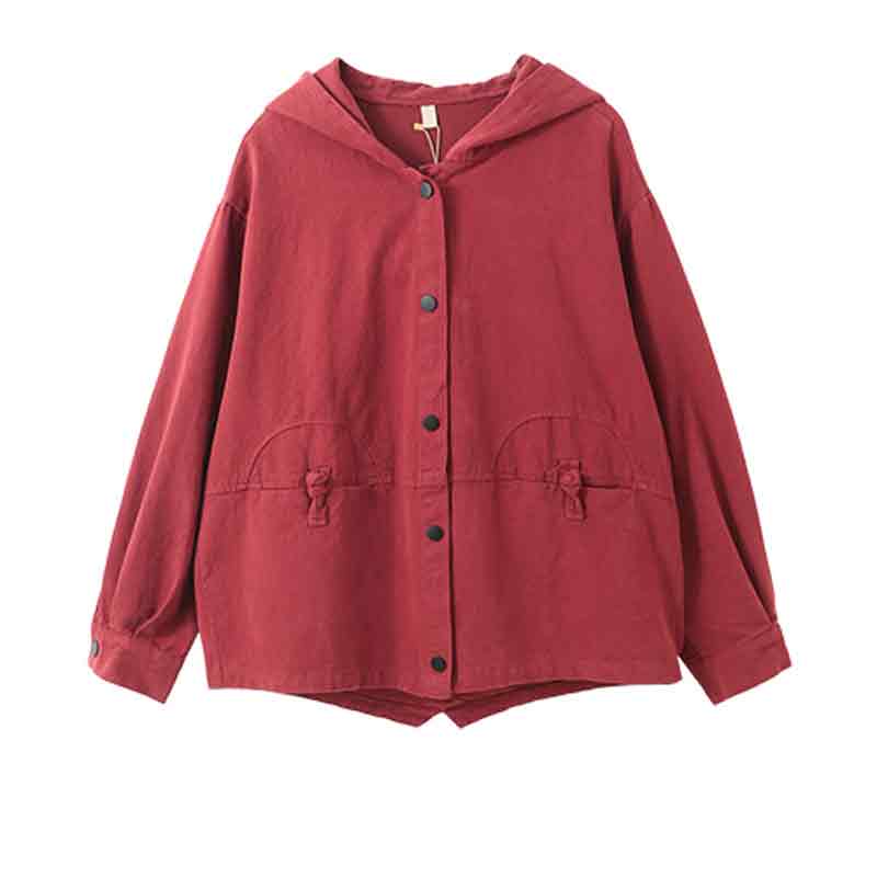 艾薇佳大码女装胖妹妹200斤春秋外套遮肚子显瘦上衣加肥加大连帽开衫 红色 3XL (建议170-200斤)