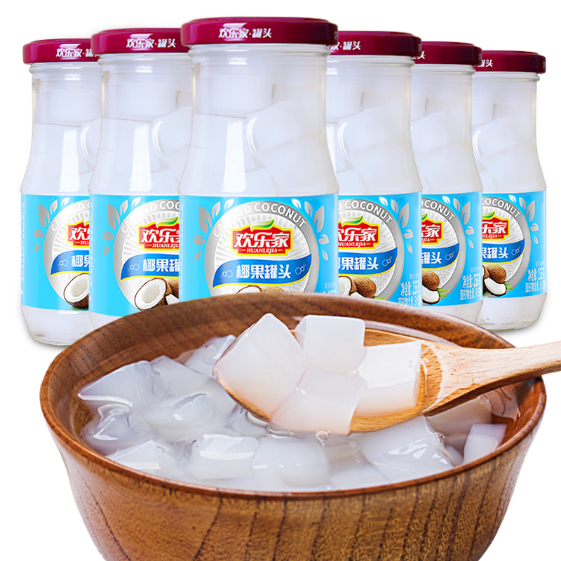 欢乐家椰果罐头256gx6罐新鲜糖水甜品 椰果罐头256g*6瓶