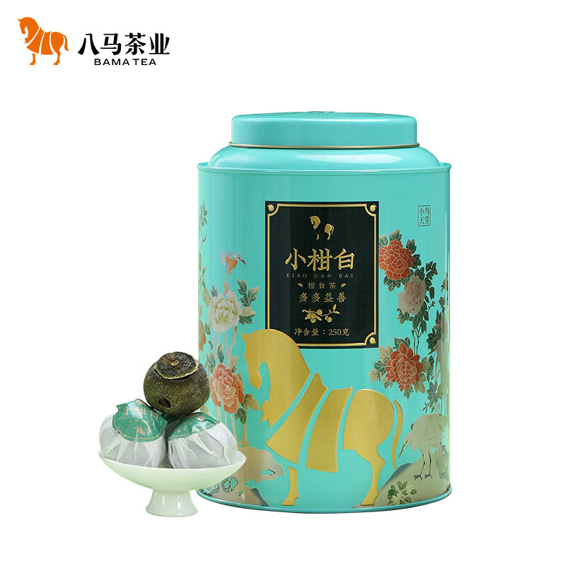 八马茶业 茶叶 小青柑柑白茶 新会柑&三年陈寿眉 小鸟天堂大罐装250g