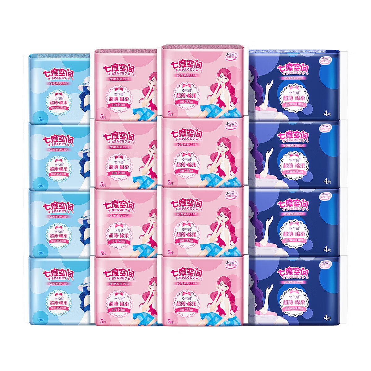七度空间优雅系列棉柔超薄卫生巾组合76片 32.9元 - 86线报