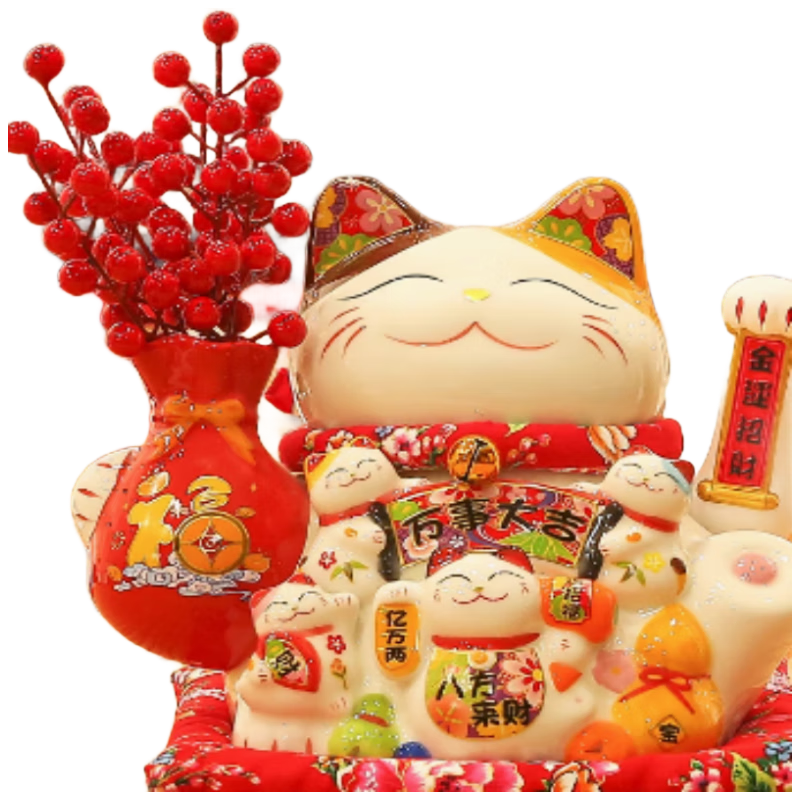 板谷山招财猫摆件开业大号店铺前台自动摇手家居客厅7寸摇手多福猫