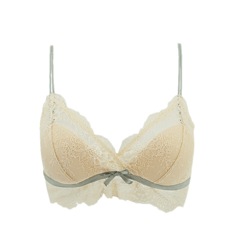 Gainreel歌瑞尔舒适透气性感蕾丝内衣女无钢圈法式三角杯柔软支撑上托减龄文胸罩 奶油肤 20180 70B 25.55元(需领券)