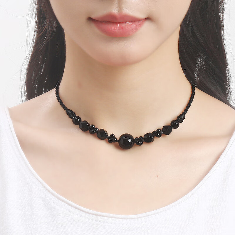 永红旺黑玛瑙石锁骨链夏天脖子佩戴装饰品时尚气质颈部项链配饰