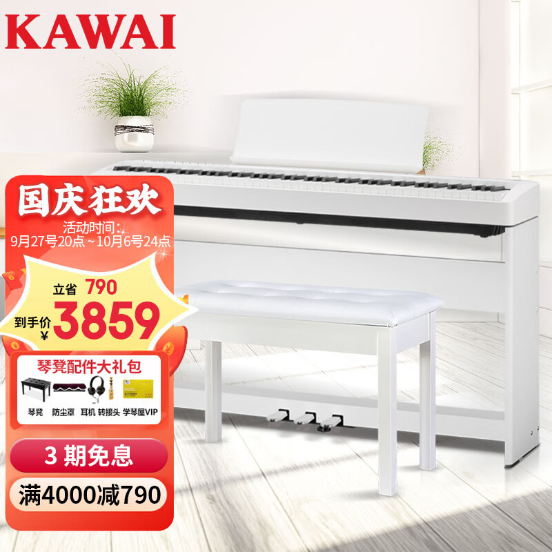 卡瓦依（KAWAI）电钢琴ES120白 88键重锤 便携电子数码钢琴成人儿童初学专业家用属于什么档次？