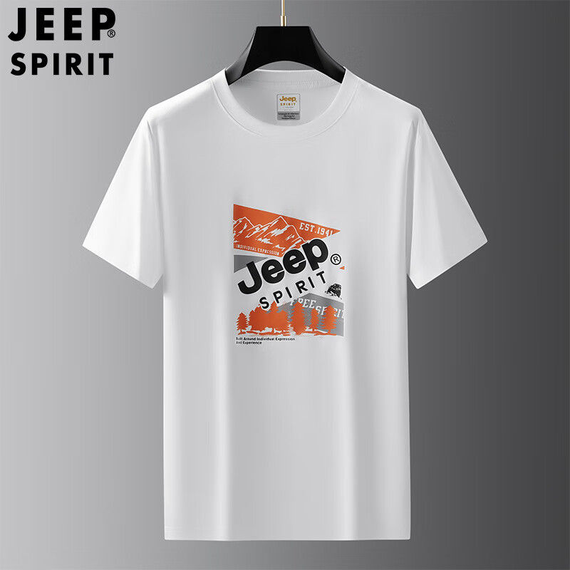 吉普(jeep)品牌 spirit男夏季新款上衣宽松休闲男士短袖衫圆领百搭t恤