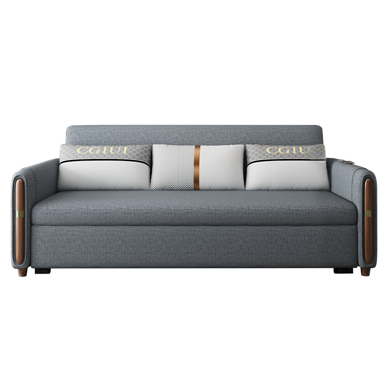 顾格 沙发床 北欧现代铁架多功能可折叠沙发床客厅坐卧两用沙发 多人位小户型布艺沙发 1803-200带储物箱