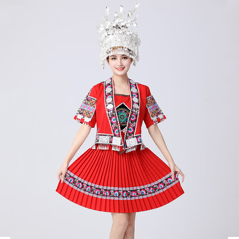 fengedun广西壮族三月三服装女民族服饰成人少数民族舞蹈演出衣服苗族