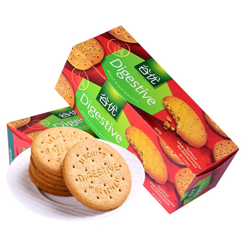 谷优进口谷优消化饼干400g盒装粗粮谷物代餐饱腹谷物饼干健身办公零食