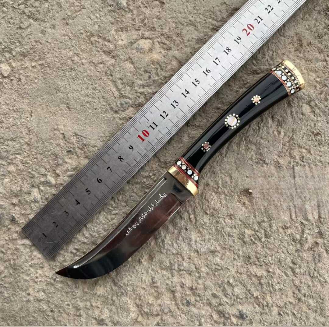 英吉沙纯手工小刀 水果刀吃肉小刀便携户外未开刃 黑 默认